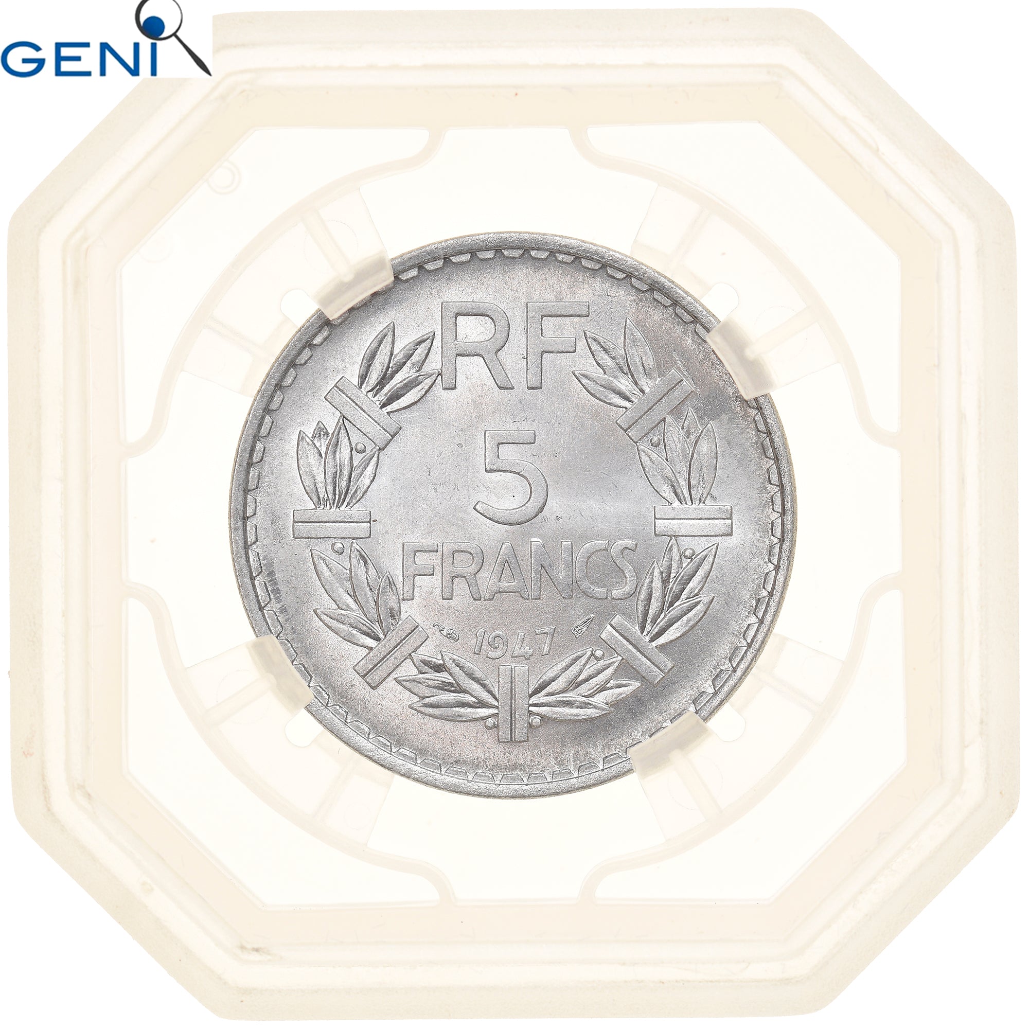 Coin, France, Lavrillier, 5 Francs, 1947, Paris, 9 open, GENI, MS64, MS(64)