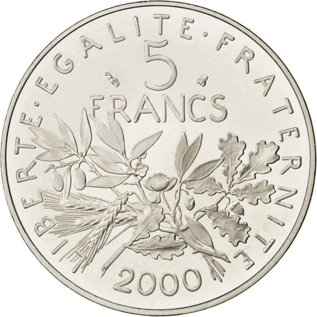 FRANCE, Semeuse, 5 Francs, 2000, Paris, KM #926a.2, MS(60-62), Nickel Clad...