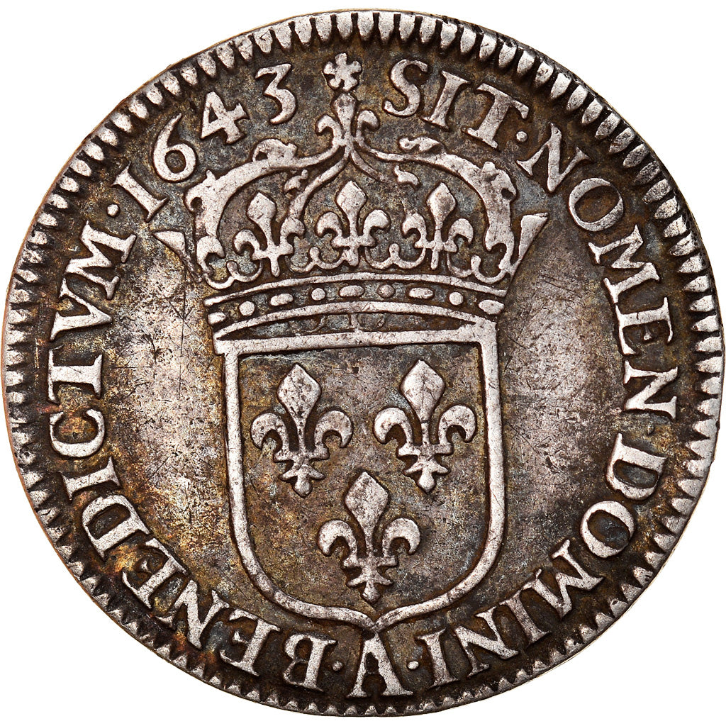 Moneta, Francia, Louis XIII, 1/12 Écu, 2e poinçon de Warin, buste drapé et