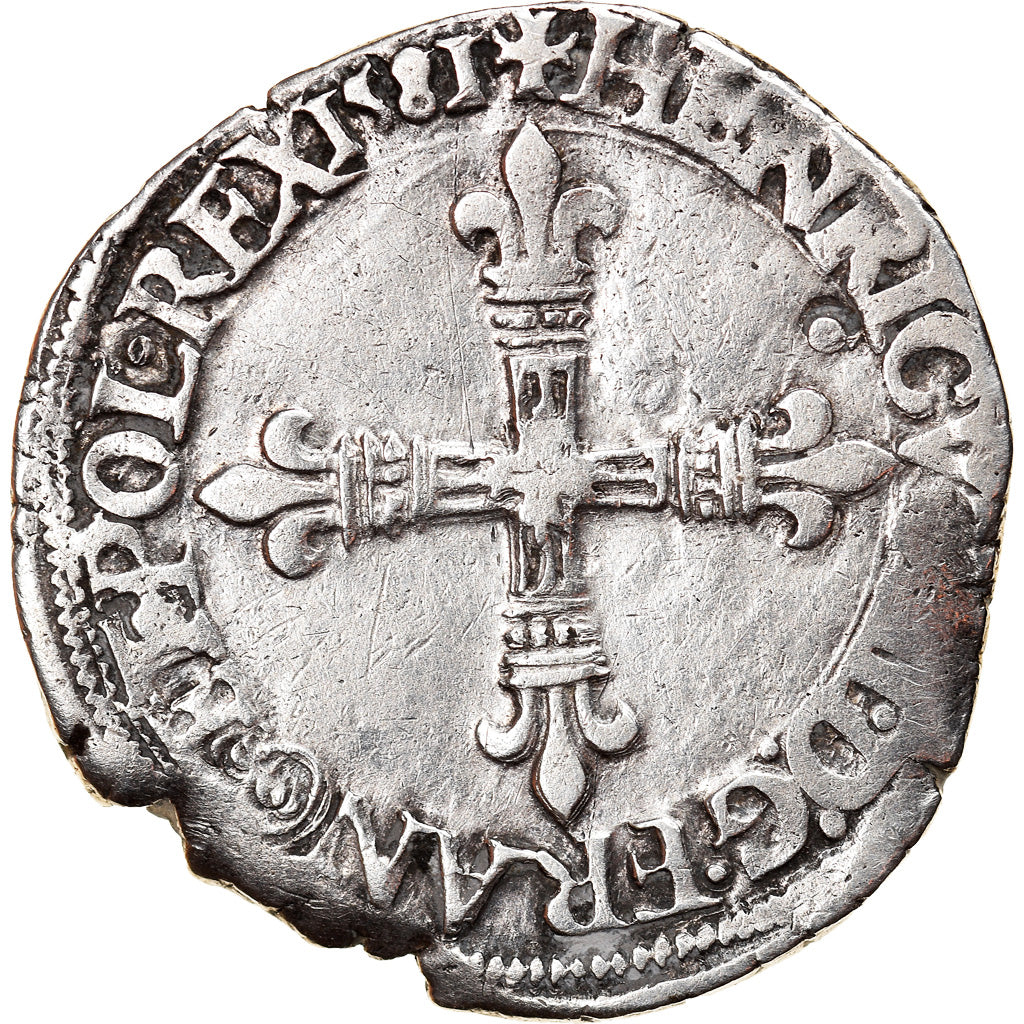 Moneta, Francia, Henri III, 1/4 Ecu, 1581, Nantes, BB, Argento, Sombart:4662