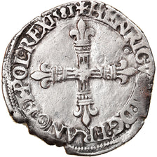 Moneta, Francia, Henri III, 1/4 Ecu, 1581, Nantes, BB, Argento, Sombart:4662