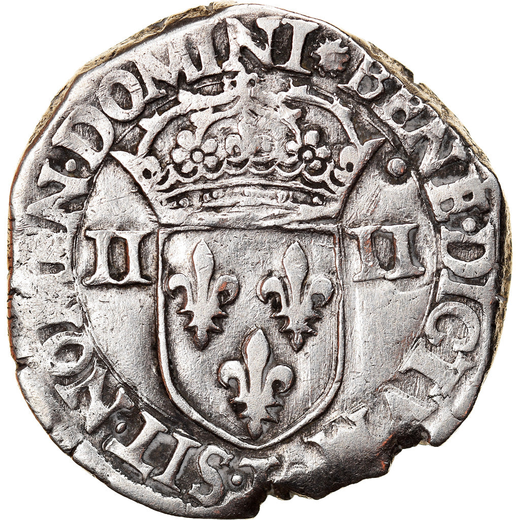 Moneta, Francia, Henri III, 1/4 Ecu, 1581, Nantes, BB, Argento, Sombart:4662