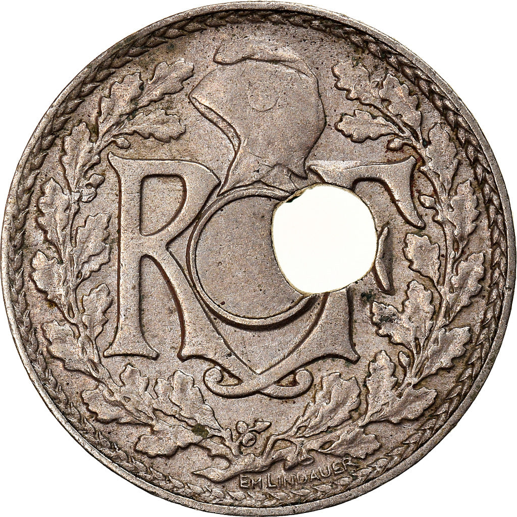 Münze, Frankreich, Lindauer, 5 Centimes, 1935, Trou Décentré, SS+