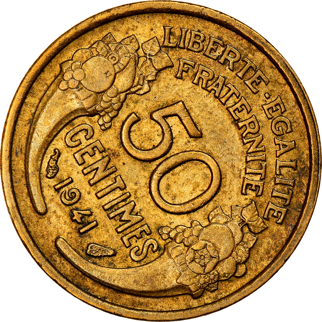 Monnaie, France, Morlon, 50 Centimes, 1941, fautée - désaxée, TTB+