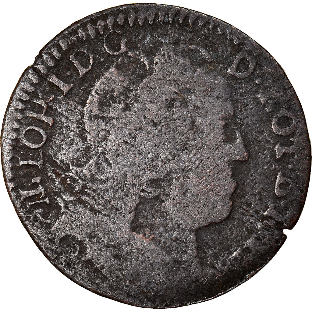 Münze, Frankreich, LORRAINE, Leopold I, Liard, 1727, Nancy, S, Kupfer