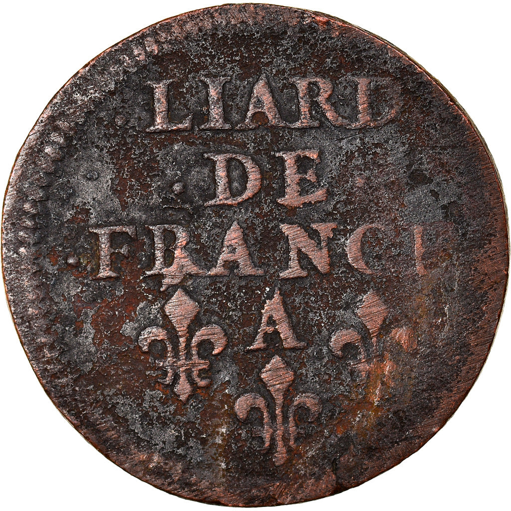 Moneta, Francja, Louis XIV, Liard de France au buste juvénile, deuxième type