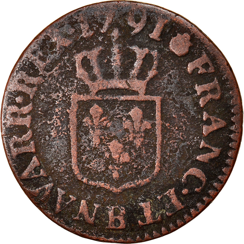 Monnaie, France, Louis XVI, Liard à l'Ecu, 1791, Rouen, TB, Cuivre, Gadoury:348
