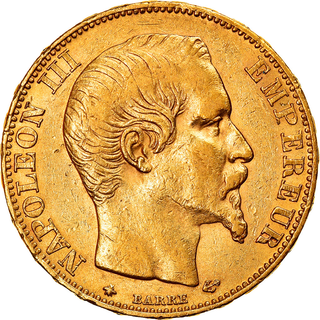 Moneta, Francia, Napoleon III, Napoléon III, 20 Francs, 1855, Strasbourg, BB+