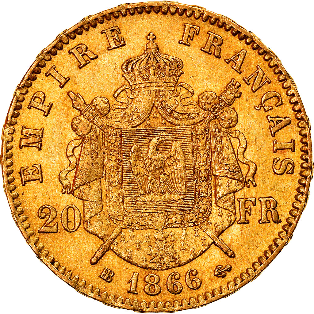 Monnaie, France, Napoleon III, 20 Francs, 1866, Strasbourg, SUP, Or