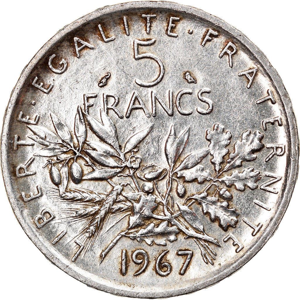 Münze, Frankreich, Semeuse, 5 Francs, 1967, Paris, SS+, Silber, KM:926