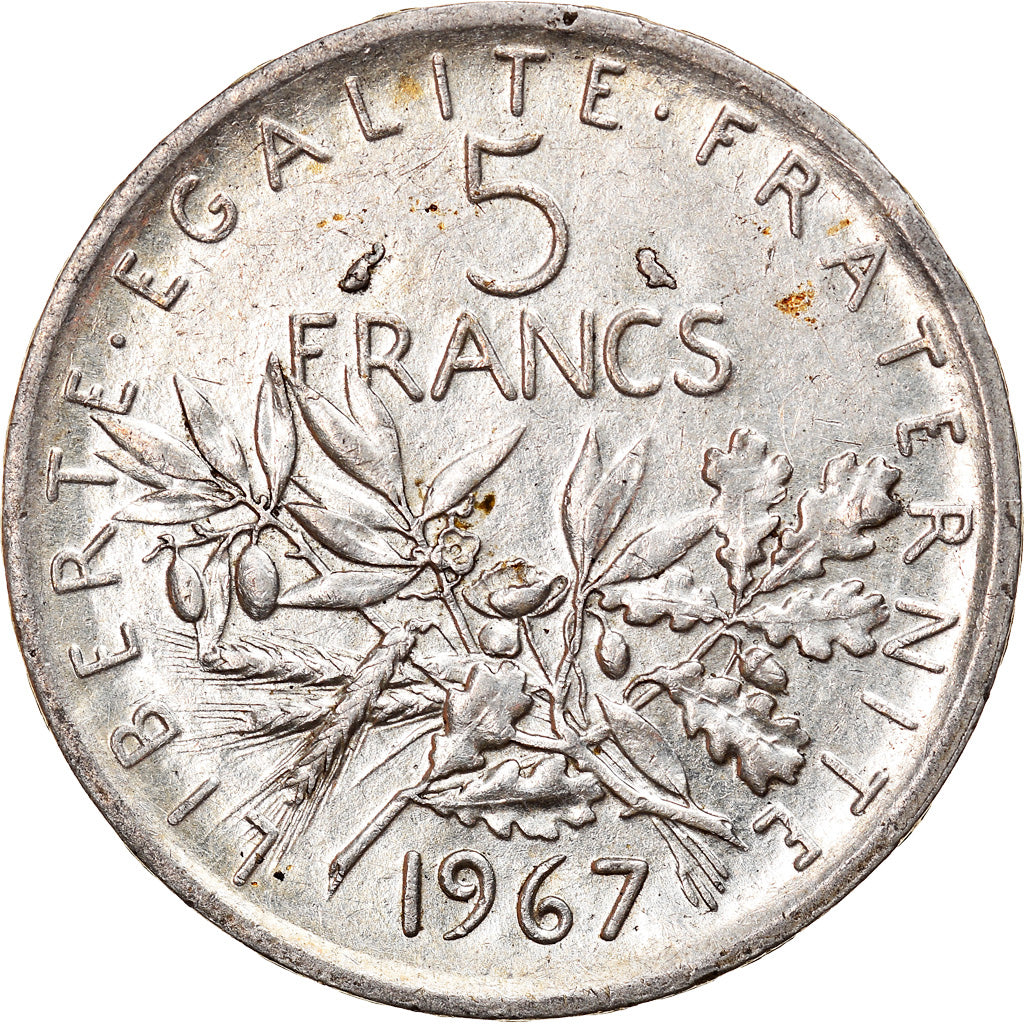 Coin, France, Semeuse, 5 Francs, 1967, Paris, AU(50-53), Silver, KM:926