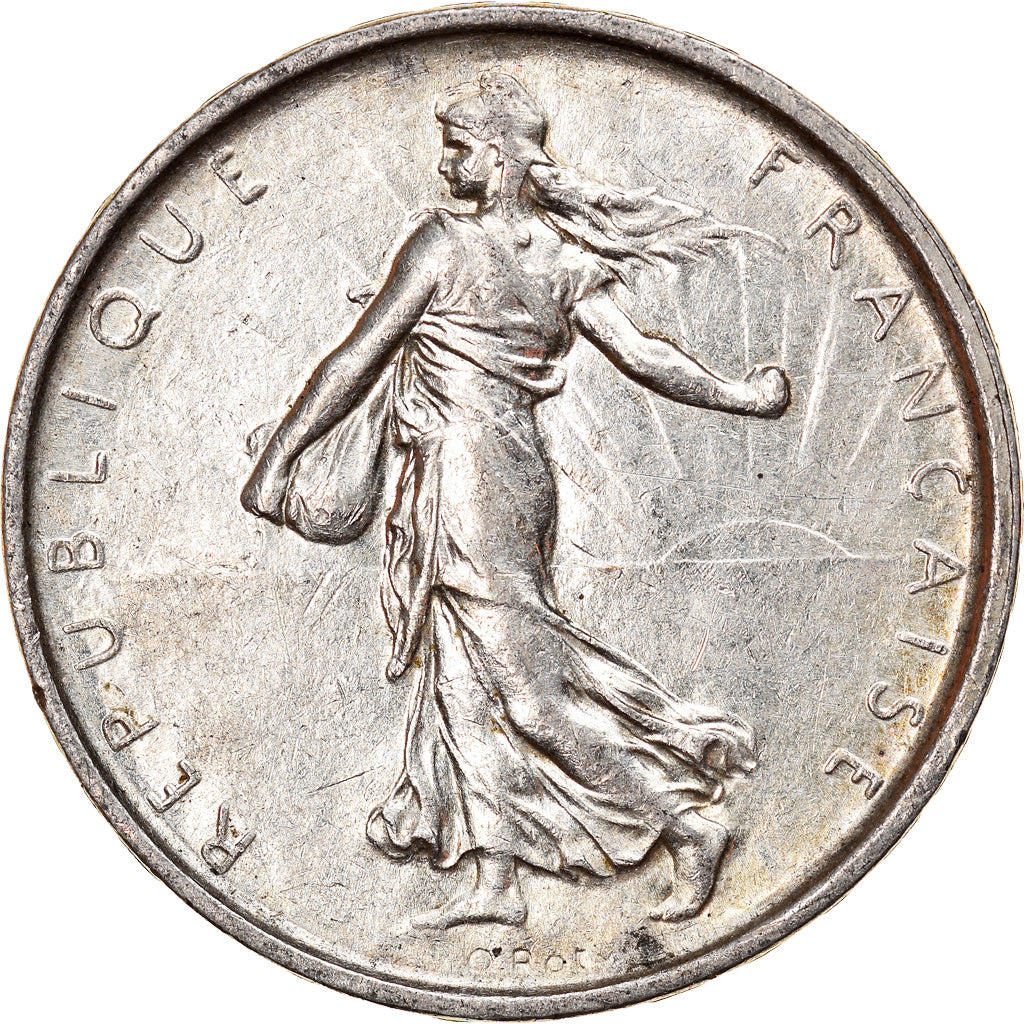 Moneda, Francia, Semeuse, 5 Francs, 1967, Paris, MBC+, Plata, KM:926