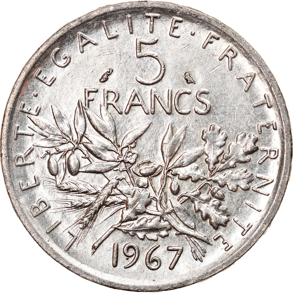 Coin, France, Semeuse, 5 Francs, 1967, Paris, AU(50-53), Silver, KM:926