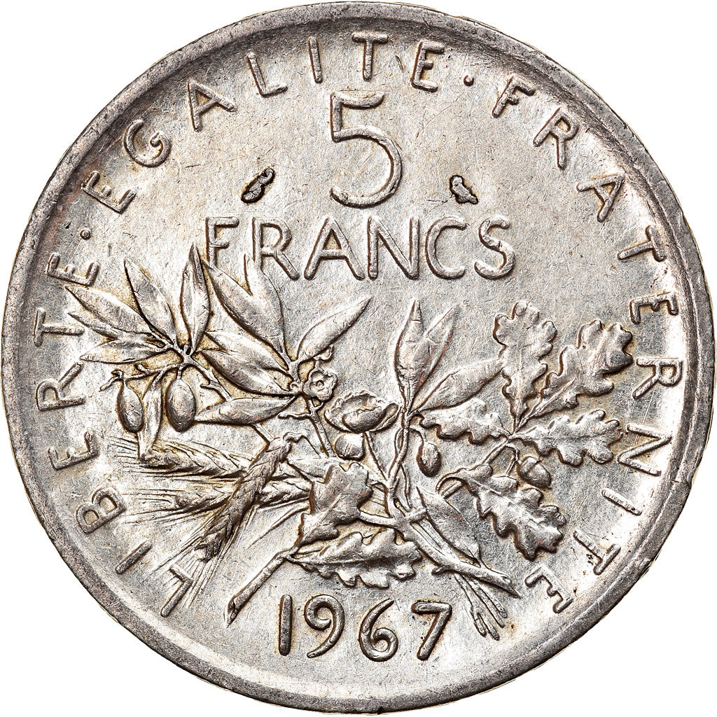 Coin, France, Semeuse, 5 Francs, 1967, Paris, AU(50-53), Silver, KM:926