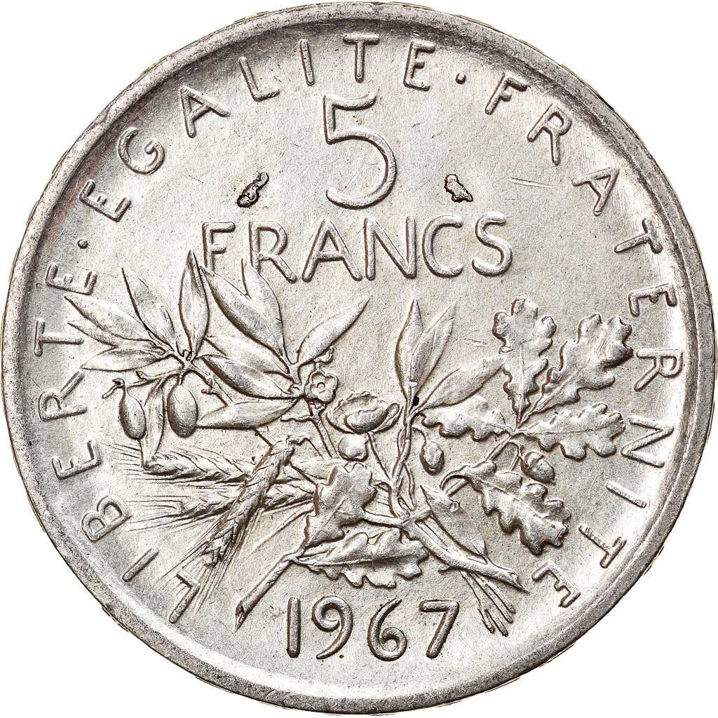 Coin, France, Semeuse, 5 Francs, 1967, Paris, AU(50-53), Silver, KM:926
