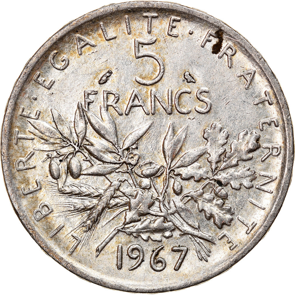 Moeda, França, Semeuse, 5 Francs, 1967, Paris, AU(50-53), Prata, KM:926