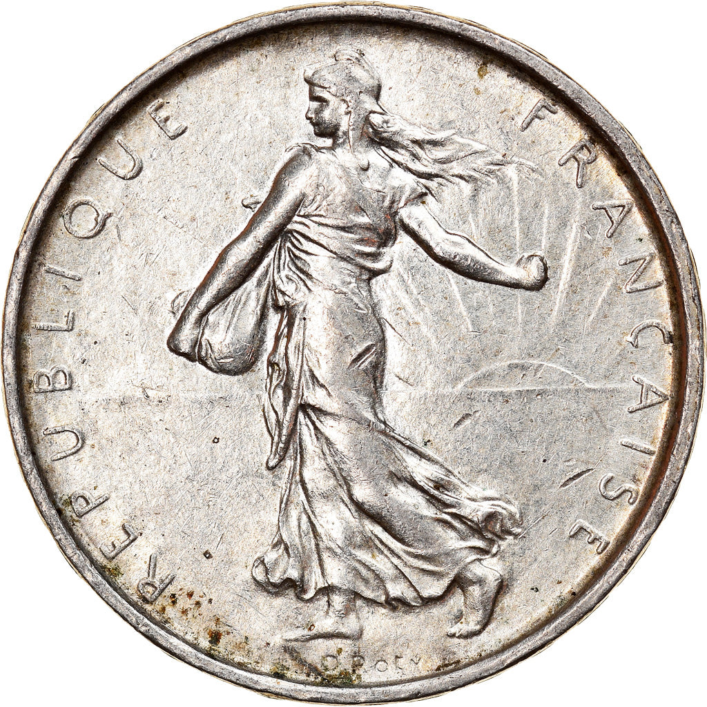 Moneda, Francia, Semeuse, 5 Francs, 1967, Paris, MBC+, Plata, KM:926
