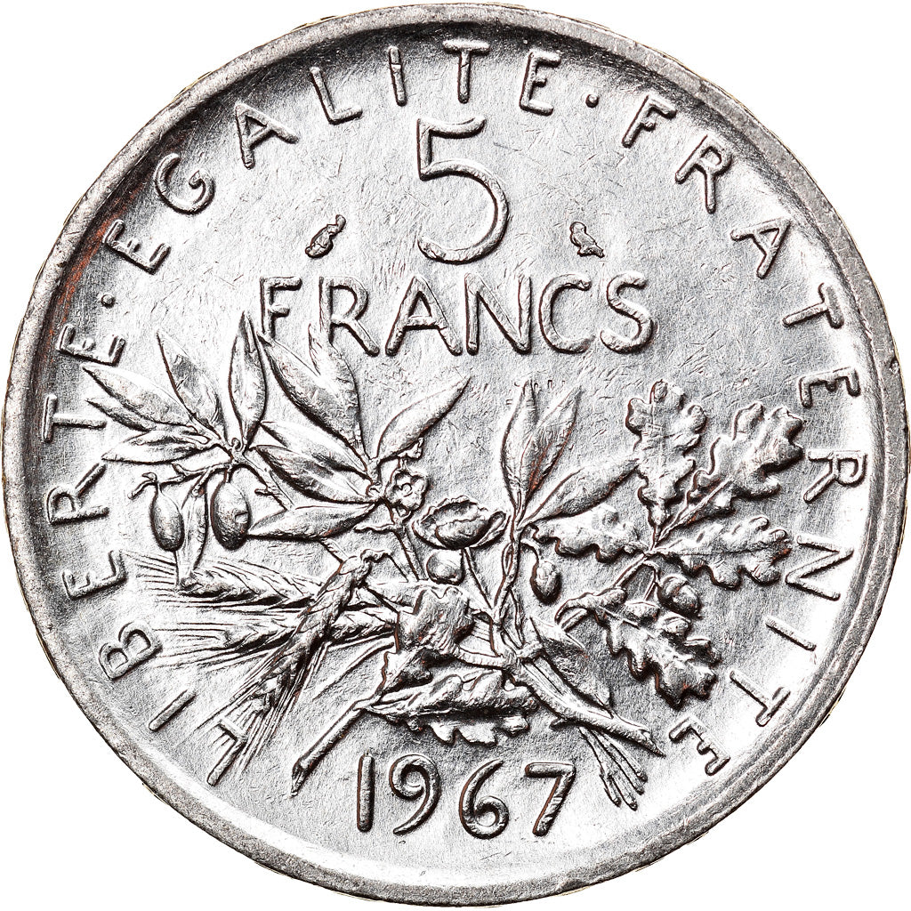Moneta, Francia, Semeuse, 5 Francs, 1967, Paris, SPL-, Argento, KM:926