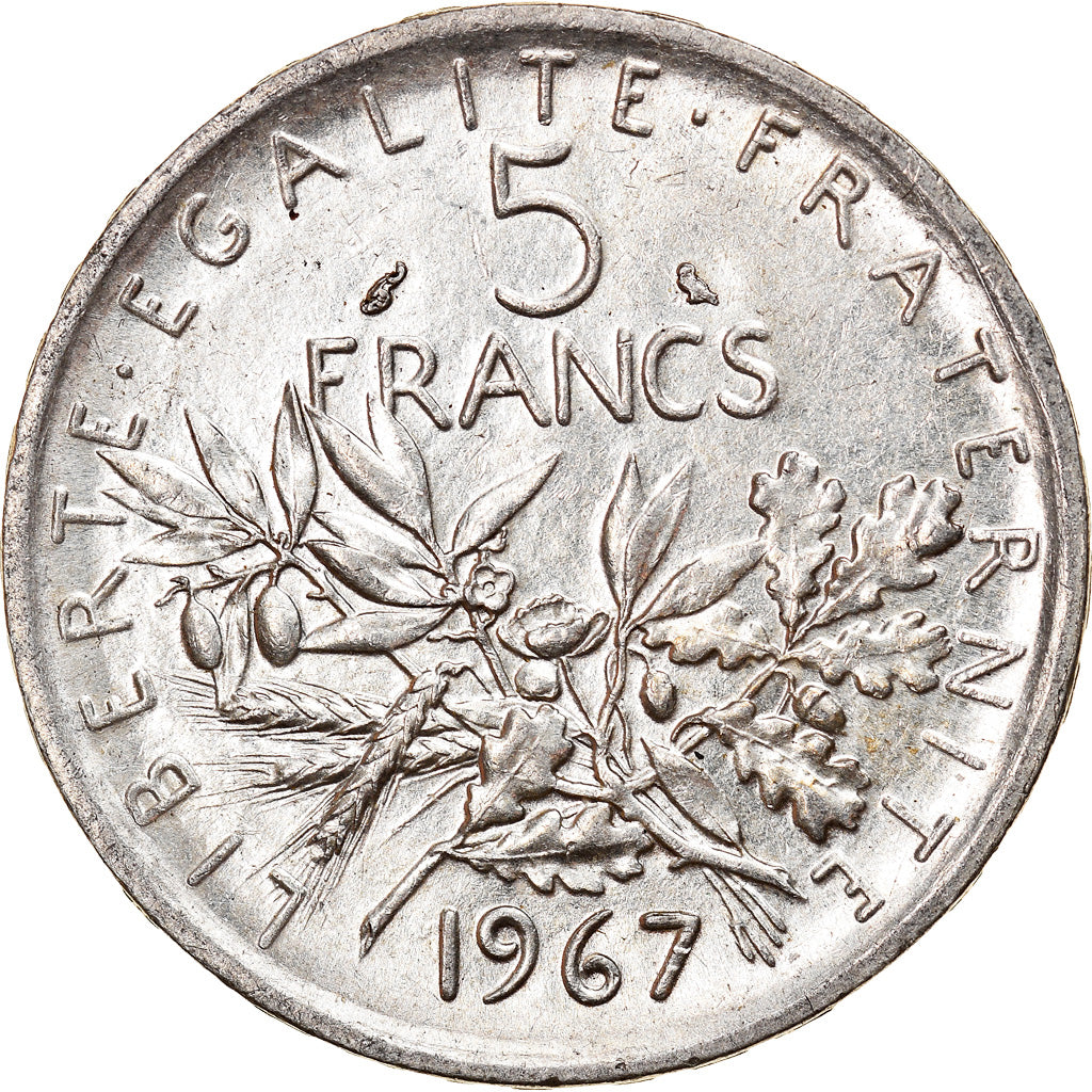 Coin, France, Semeuse, 5 Francs, 1967, Paris, AU(55-58), Silver, KM:926