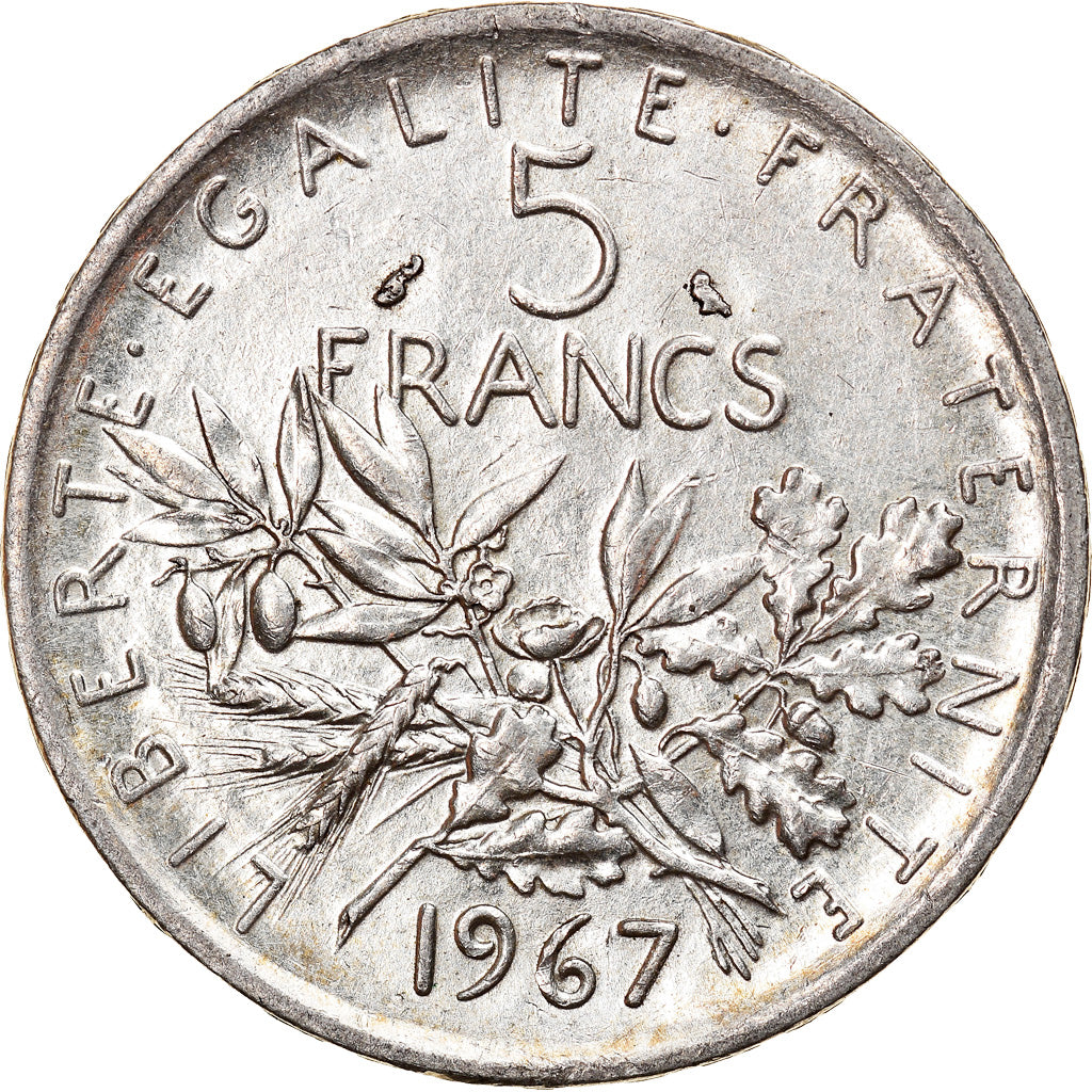 Coin, France, Semeuse, 5 Francs, 1967, Paris, AU(55-58), Silver, KM:926
