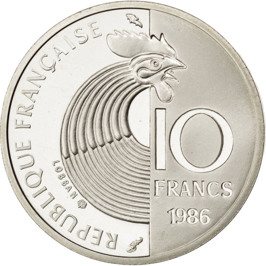 FRANCE, 10 Francs, 1986, KM #958b, MS(65-70), Silver, 21, Gadoury #825, 7.00