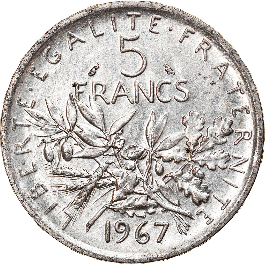 Coin, France, Semeuse, 5 Francs, 1967, Paris, AU(55-58), Silver, KM:926