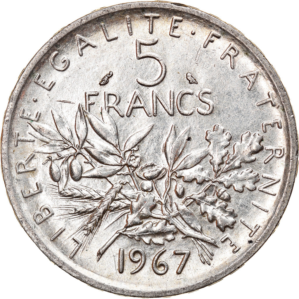 Coin, France, Semeuse, 5 Francs, 1967, Paris, AU(55-58), Silver, KM:926