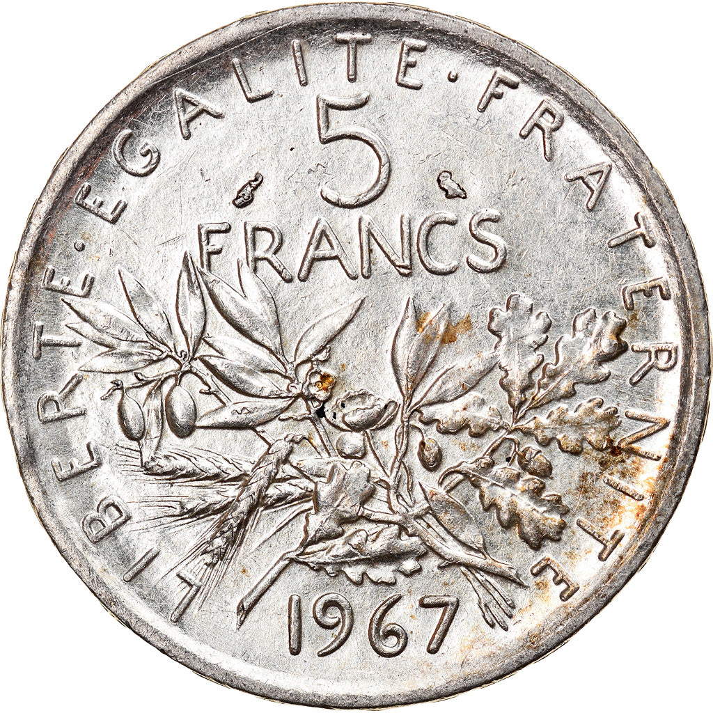 Coin, France, Semeuse, 5 Francs, 1967, Paris, AU(55-58), Silver, KM:926