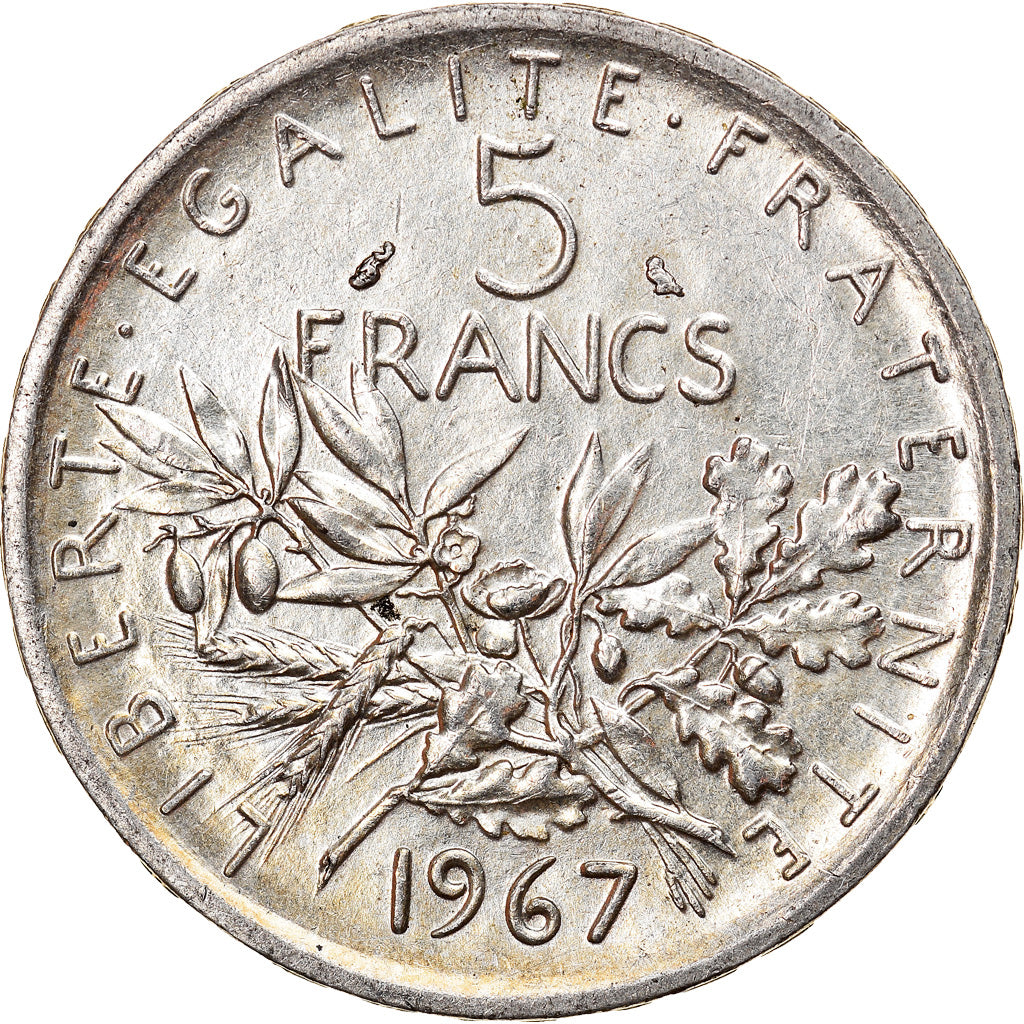 Coin, France, Semeuse, 5 Francs, 1967, Paris, AU(55-58), Silver, KM:926