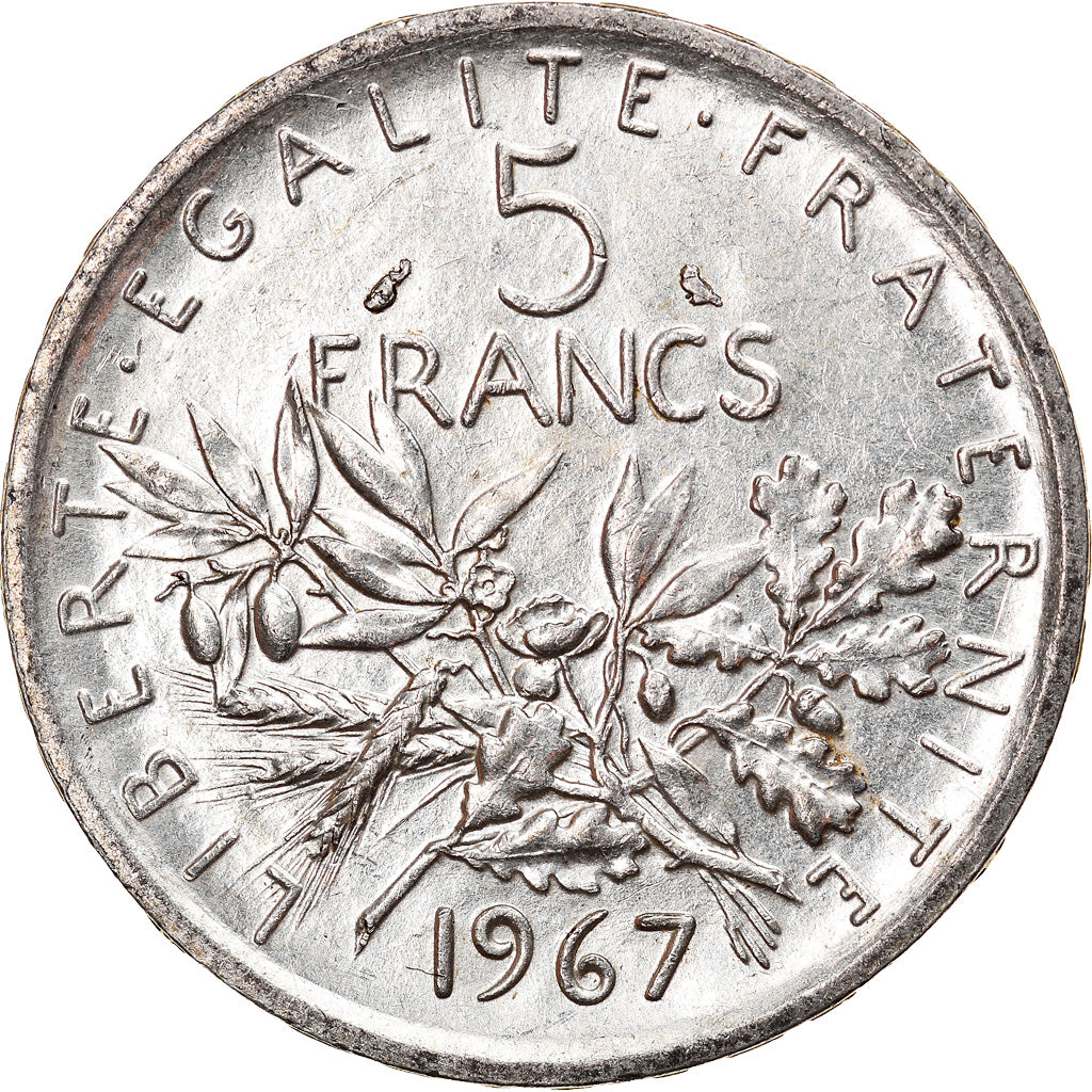Coin, France, Semeuse, 5 Francs, 1967, Paris, AU(55-58), Silver, KM:926