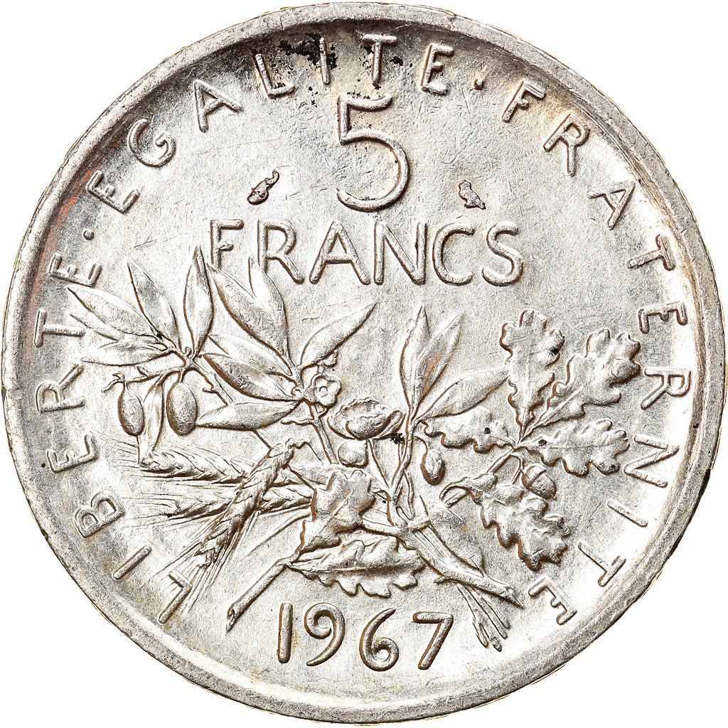 Coin, France, Semeuse, 5 Francs, 1967, Paris, AU(55-58), Silver, KM:926