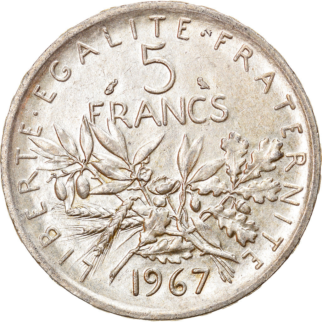 Coin, France, Semeuse, 5 Francs, 1967, Paris, AU(55-58), Silver, KM:926
