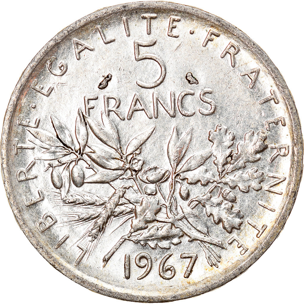 Moneda, Francia, Semeuse, 5 Francs, 1967, Paris, EBC, Plata, KM:926, Gadoury:770