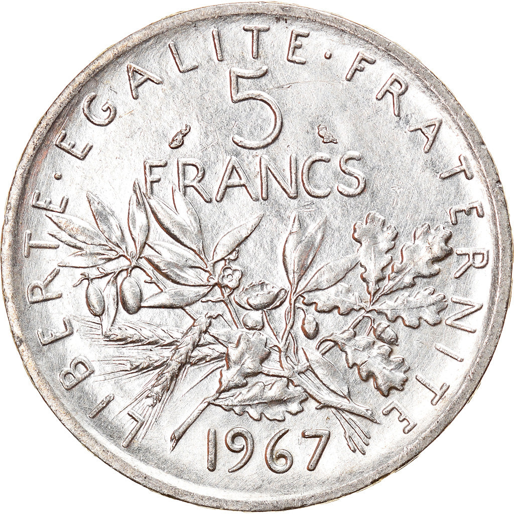 Coin, France, Semeuse, 5 Francs, 1967, Paris, AU(55-58), Silver, KM:926
