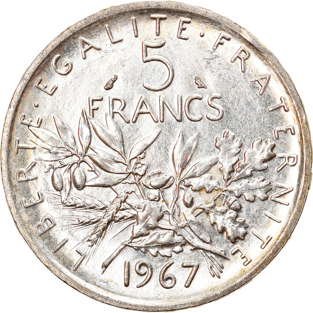 Münze, Frankreich, Semeuse, 5 Francs, 1967, Paris, VZ+, Silber, KM:926