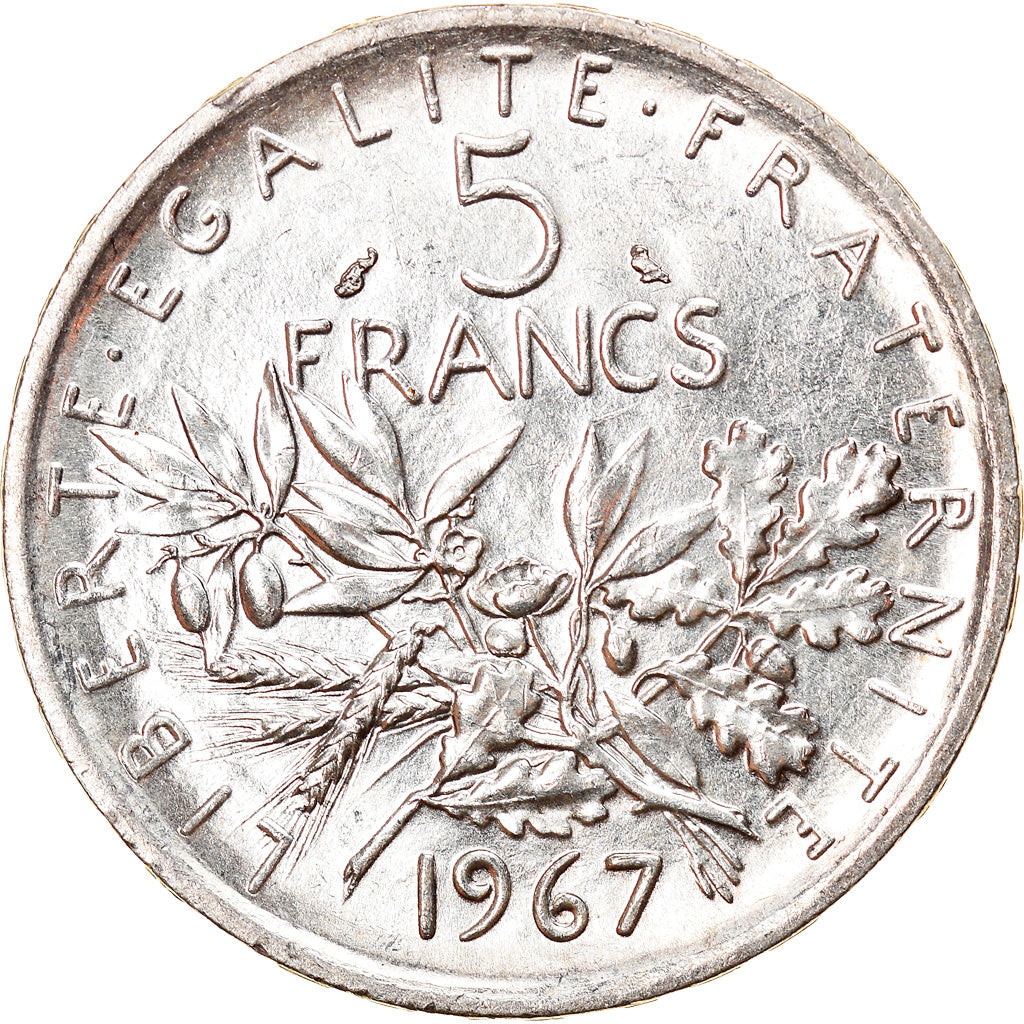 Münze, Frankreich, Semeuse, 5 Francs, 1967, Paris, VZ+, Silber, KM:926