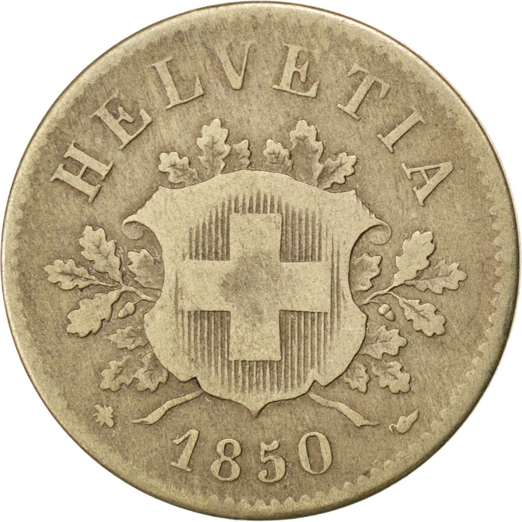 Coin, Switzerland, 10 Rappen, 1850, Strasbourg, VF(20-25), Billon, KM:6