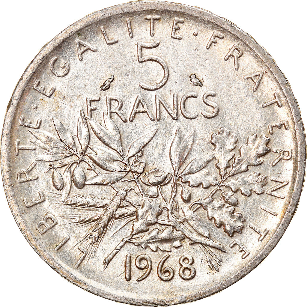 Moneta, Francja, Semeuse, 5 Francs, 1968, AU(50-53), Srebro, KM:926, Gadoury:770