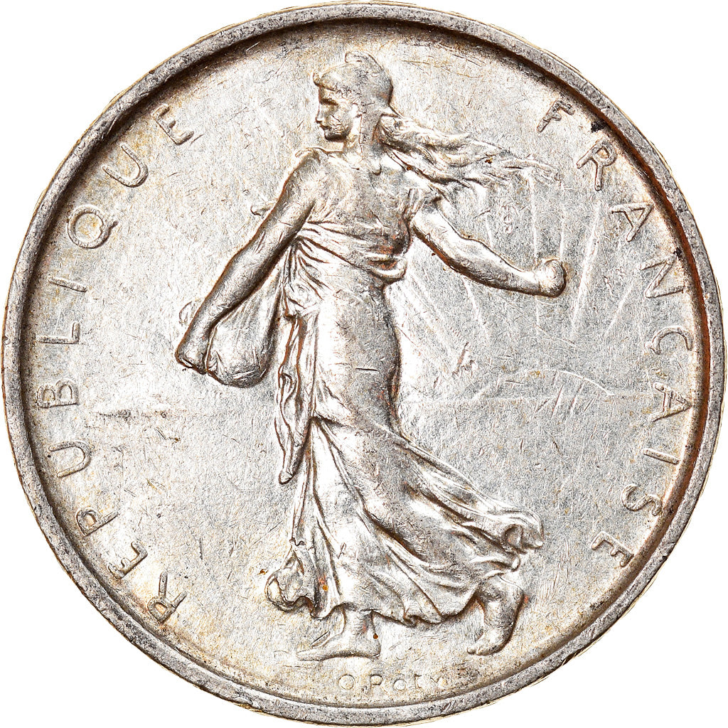 Munten, Frankrijk, Semeuse, 5 Francs, 1968, ZF+, Zilver, KM:926, Gadoury:770