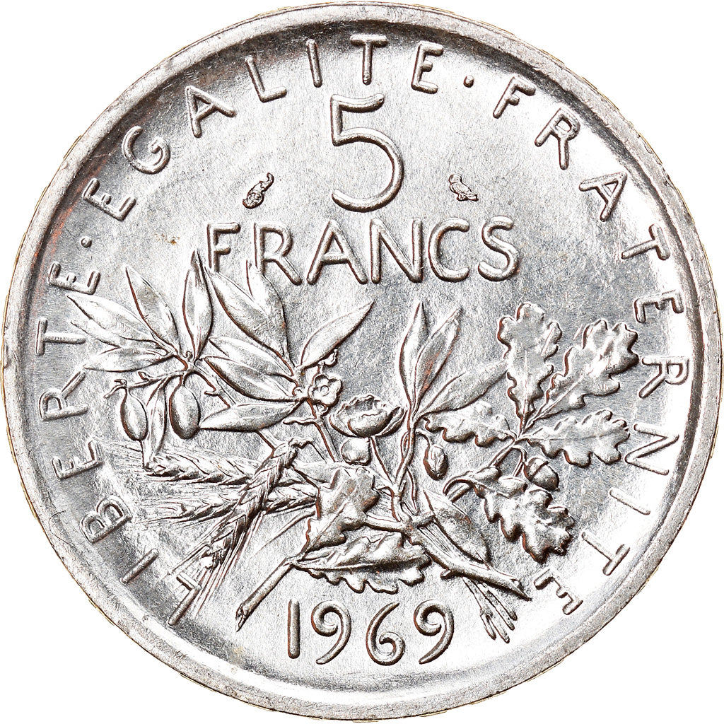 Moneta, Francia, Semeuse, 5 Francs, 1969, Paris, SPL, Argento, KM:926