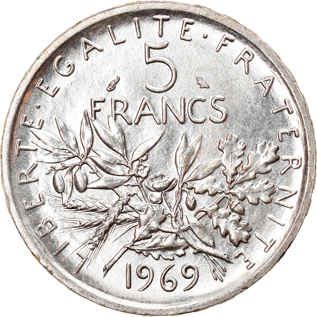 Moneta, Francia, Semeuse, 5 Francs, 1969, Paris, SPL, Argento, KM:926