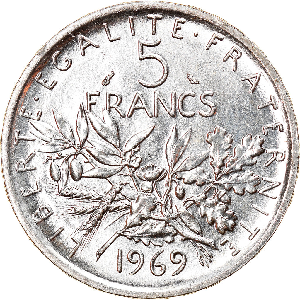 Moneda, Francia, Semeuse, 5 Francs, 1969, Paris, SC, Plata, KM:926, Gadoury:770