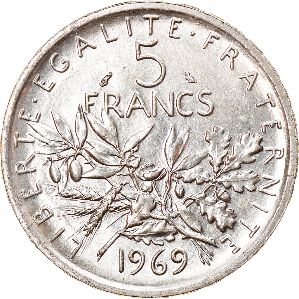 Moneta, Francia, Semeuse, 5 Francs, 1969, Paris, SPL, Argento, KM:926