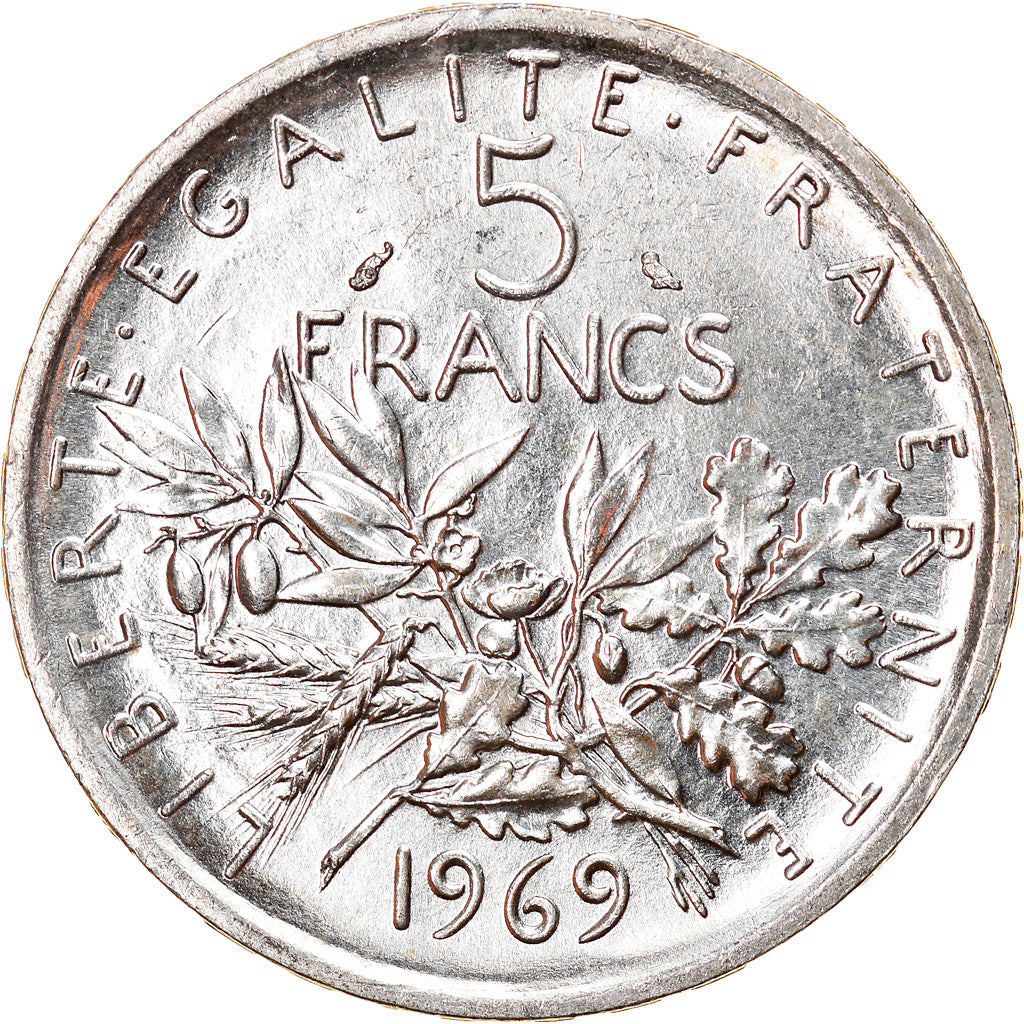 Moneda, Francia, Semeuse, 5 Francs, 1969, Paris, SC, Plata, KM:926, Gadoury:770