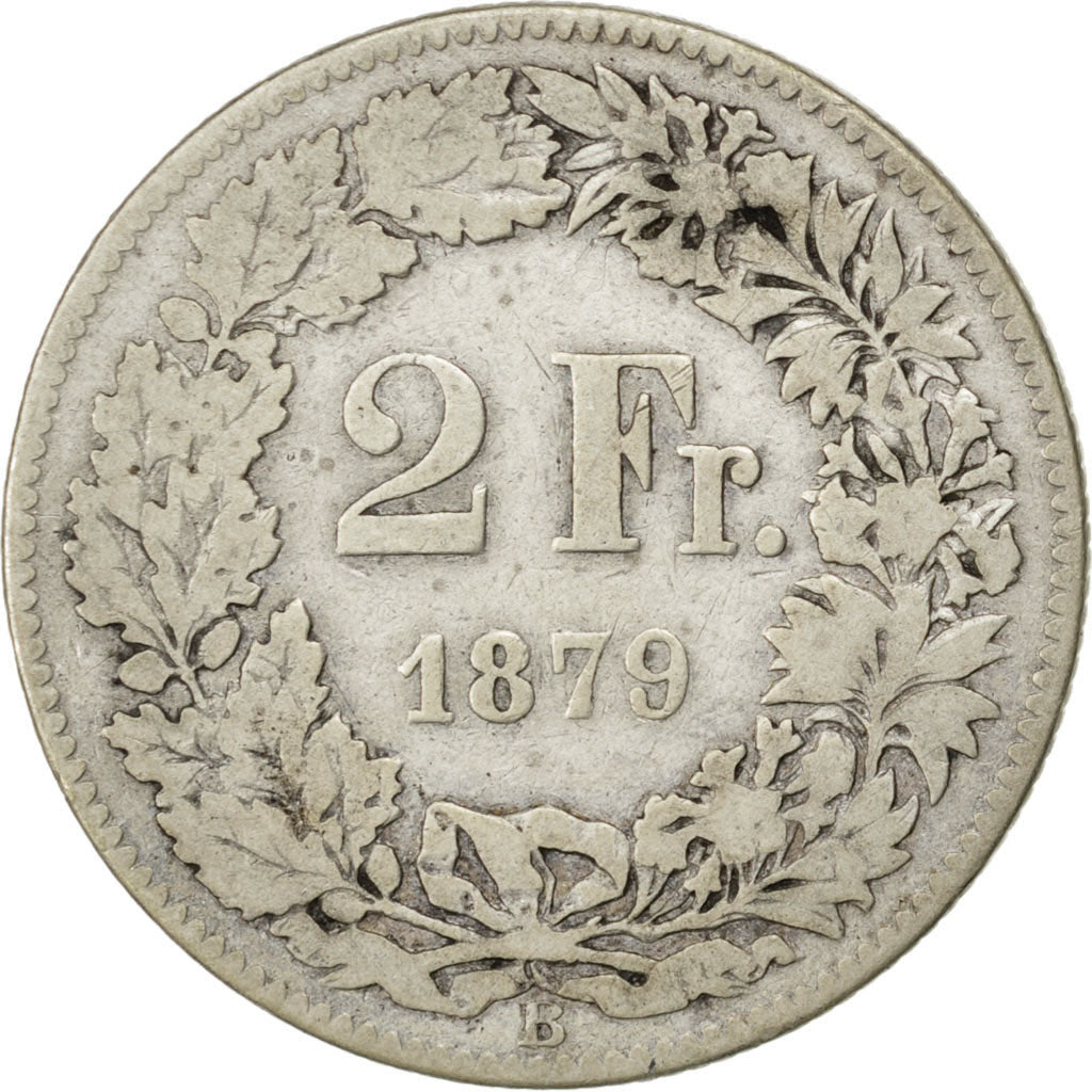 Coin, Switzerland, 2 Francs, 1879, Bern, F(12-15), Silver, KM:21