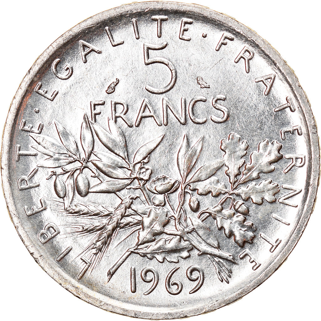 Moneda, Francia, Semeuse, 5 Francs, 1969, Paris, SC, Plata, KM:926, Gadoury:770