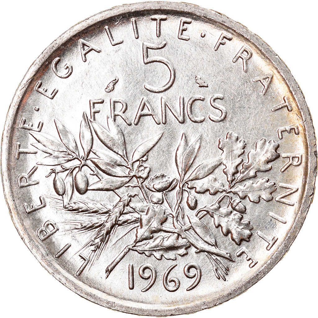 Moneta, Francia, Semeuse, 5 Francs, 1969, Paris, SPL, Argento, KM:926