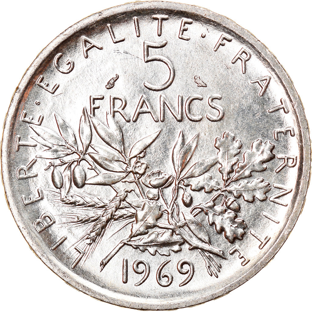 Moneta, Francia, Semeuse, 5 Francs, 1969, Paris, SPL, Argento, KM:926
