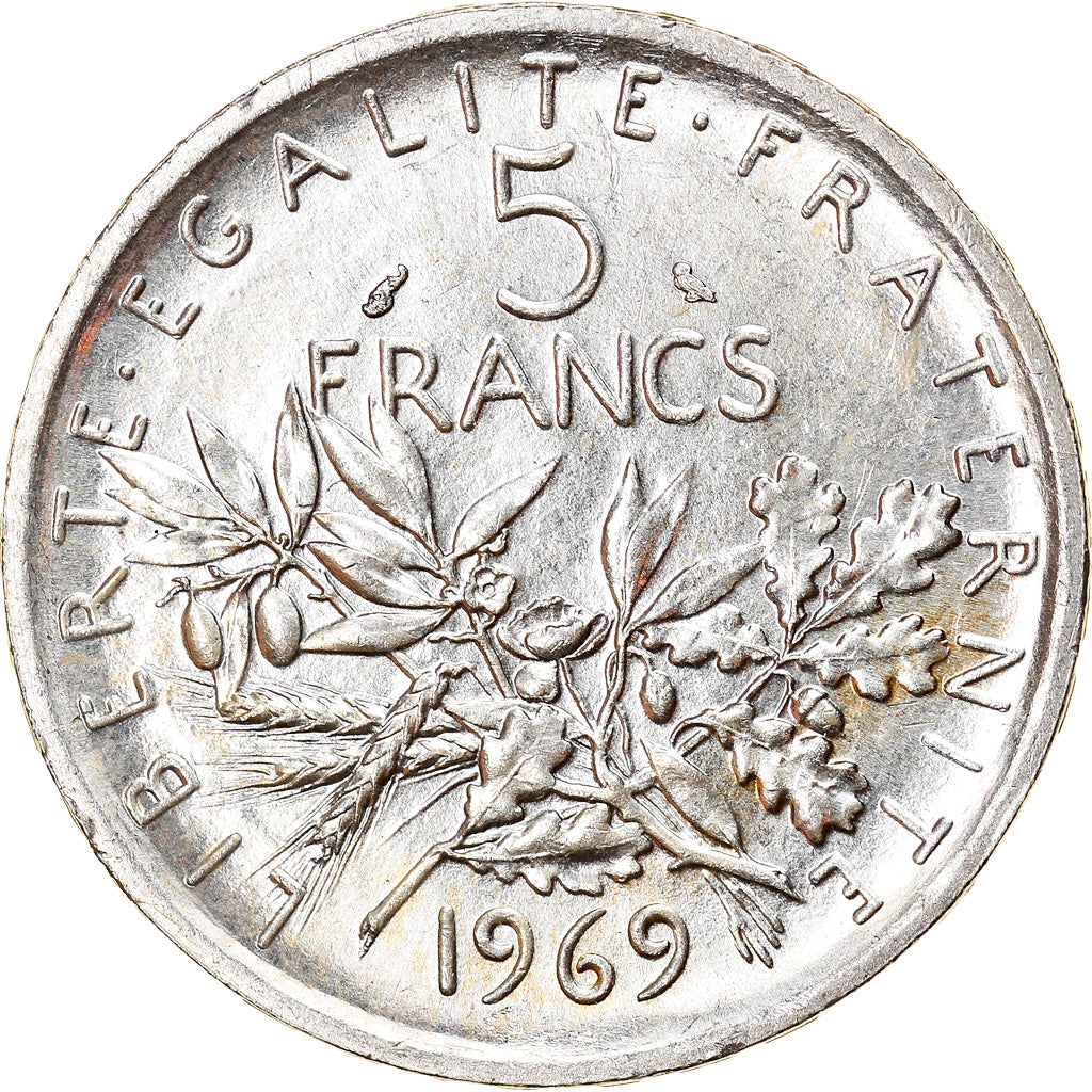 Moneta, Francia, Semeuse, 5 Francs, 1969, Paris, SPL, Argento, KM:926