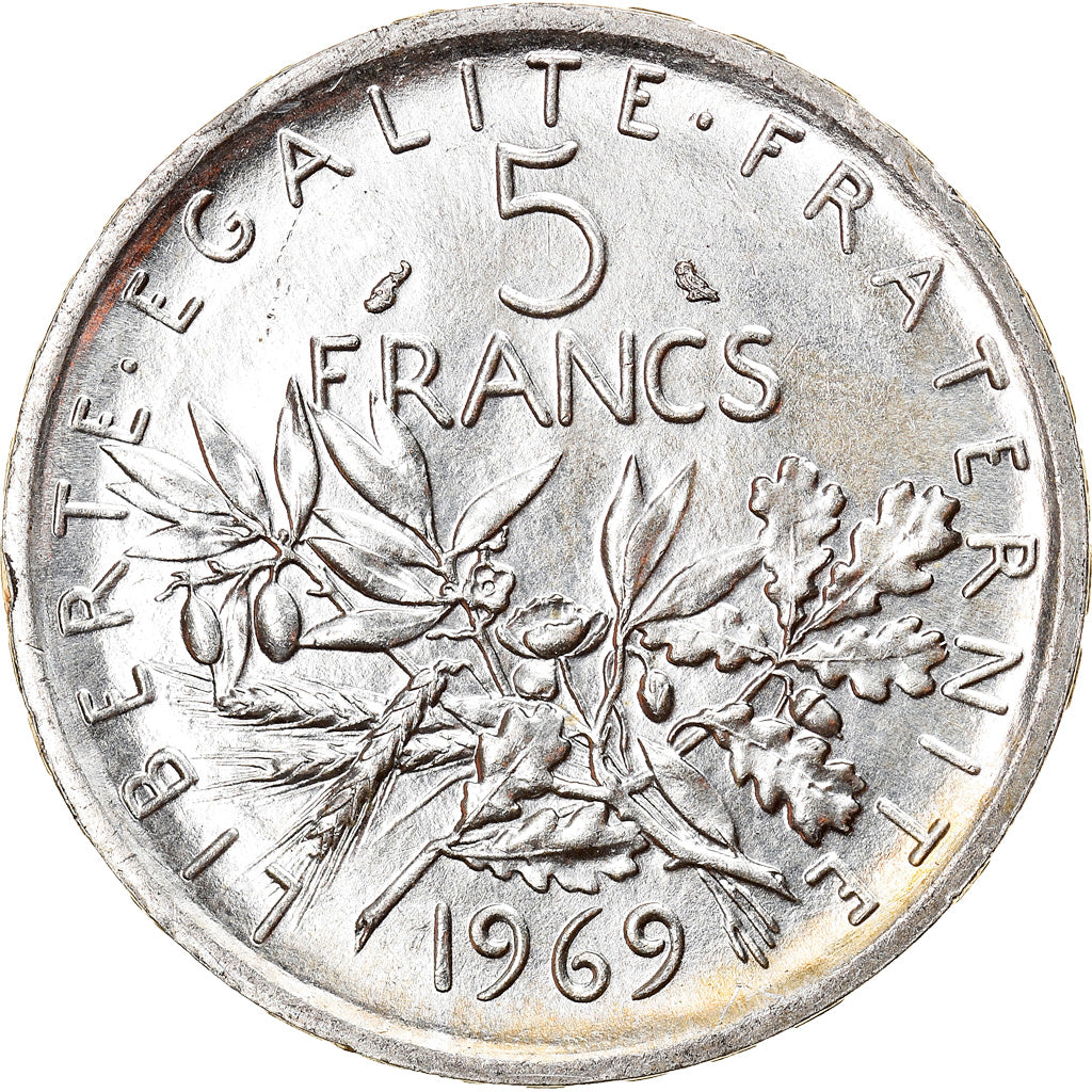 Moneta, Francia, Semeuse, 5 Francs, 1969, Paris, SPL, Argento, KM:926